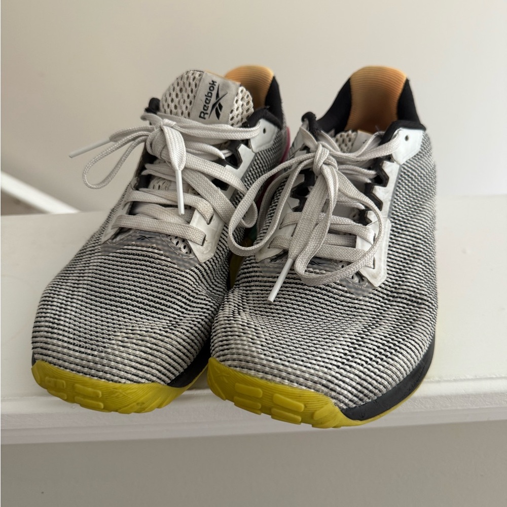 Reebok Black and White Sneakers with Yellow Soles